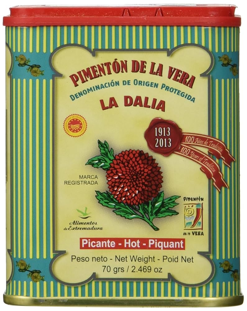 La Dalia Hot Smoked Paprika Powder, Authentic Spanish Pimentón de la Vera, DOP Certified, Bold Heat and Smoky Flavor, Adds a Kick to Chicken, Meat