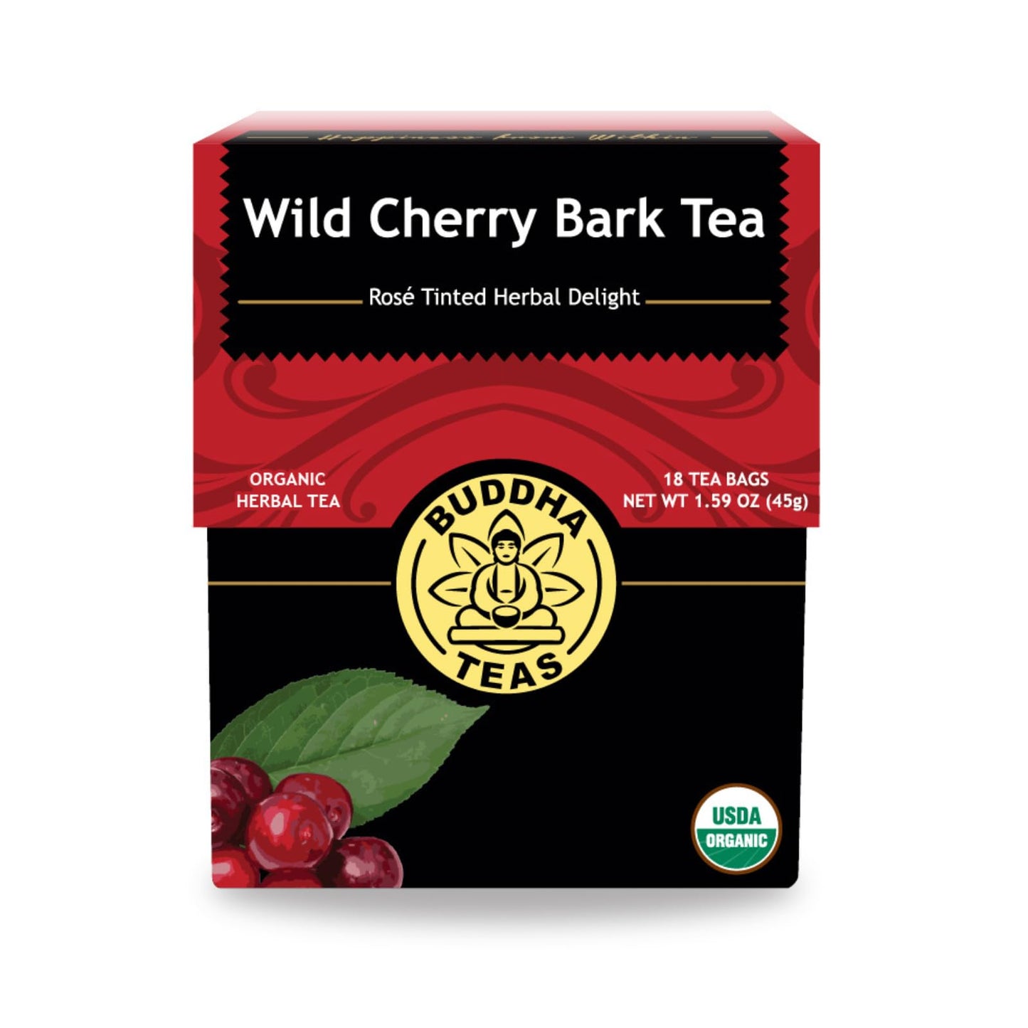 Buddha Teas - Organic Wild Cherry Bark Tea - Herbal Tea - For Health & Wellbeing - Supports Respiratory & Digestive Health - Clean Ingredients