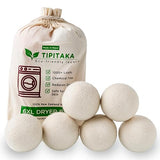 Tipitaka Laundry Wool Dryer Balls | Natural Fabric Softener - Reusable, Eco-Friendly, Reduces Drying Time - Wool Balls Replaces Dryer Sheets - 6 XL