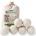 Tipitaka Laundry Wool Dryer Balls | Natural Fabric Softener - Reusable, Eco-Friendly, Reduces Drying Time - Wool Balls Replaces Dryer Sheets - 6 XL