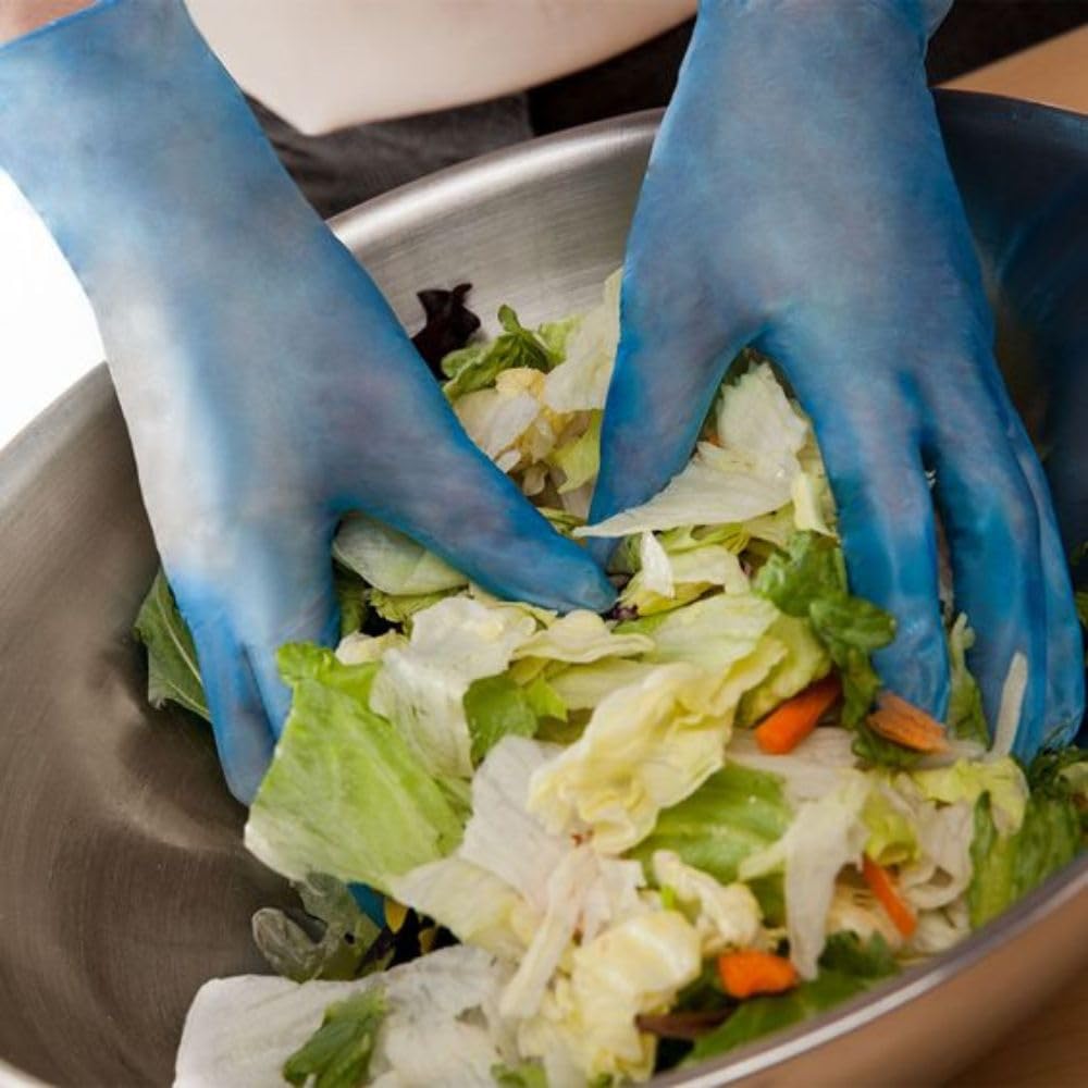 Lakesstory Disposable Gloves Clear Powder-Free Disposable Vinyl Gloves for Foodservice Large Size Pack of 100 Blue Vinyl Gloves - Pack of 100