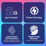 Yerba Mate Tea, Yerba Magic 5 in 1 Stick Packs with Lion's Mane, Prebiotics, Probiotics, L-Theanine, Plant Based Caffeine, Gut Health, Magic Mind