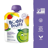 Buddy Fruits Variety Pack Fruit Pouches for Kids - Multifruit & Strawberry Unsweetened Applesauce, 3.2oz Squeeze Pouches (Pack of 24) | 100% Real