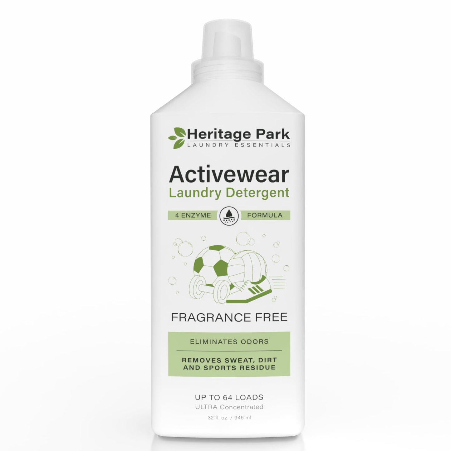 Athletic Sport Active wear Laundry Detergent | 4x Powerful Plant-Based Formula with Cleaning Enzymes for Sport Wash | Fragrance Free Natural Odor
