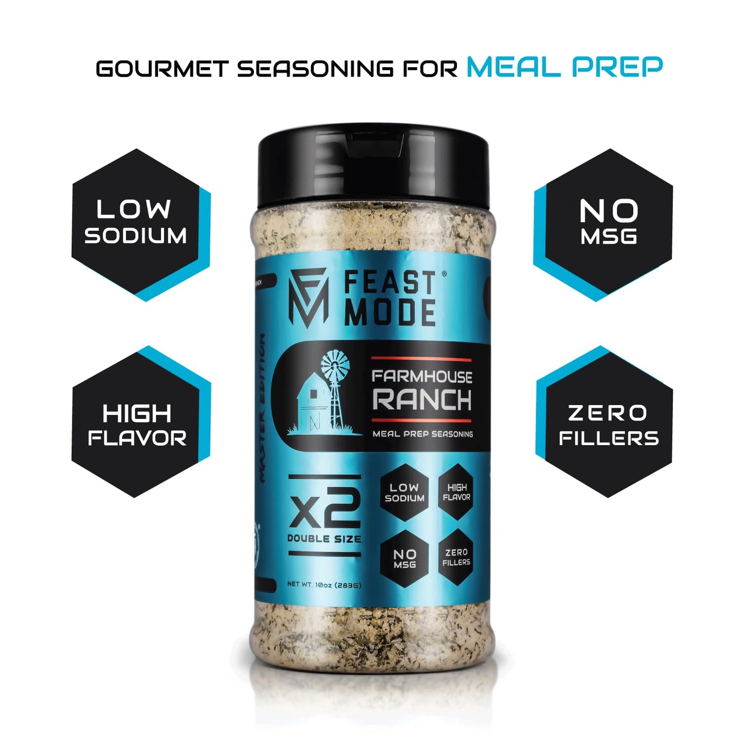 Farmhouse Ranch Seasoning | Feast Mode Flavors 10oz Master Edition | Low Sodium | Low Calorie | Zero Artificial Fillers Binders or Dyes | Natural Meal