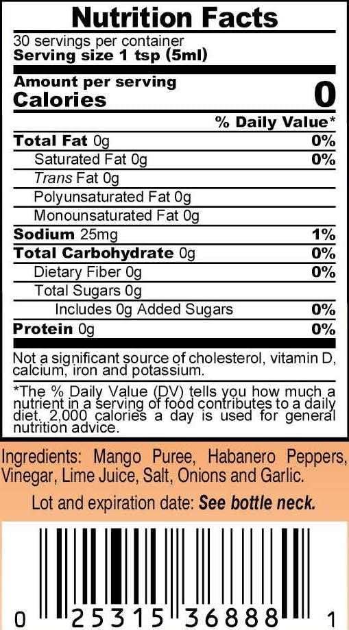 Marie Sharp’s Mango Habanero Pepper Sauce, 5 oz - Sweet & Spicy Belizean Hot Sauce with Real Mango - All-Natural, Gluten-Free (Pack of 2)