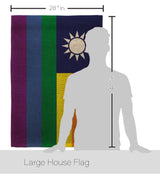 Americana Home & Garden Taiwan Pride Burlap House Flag Support Rainbow Love LGBT Gay Bisexual Pansexual Transgender Decoration Banner Small Garden
