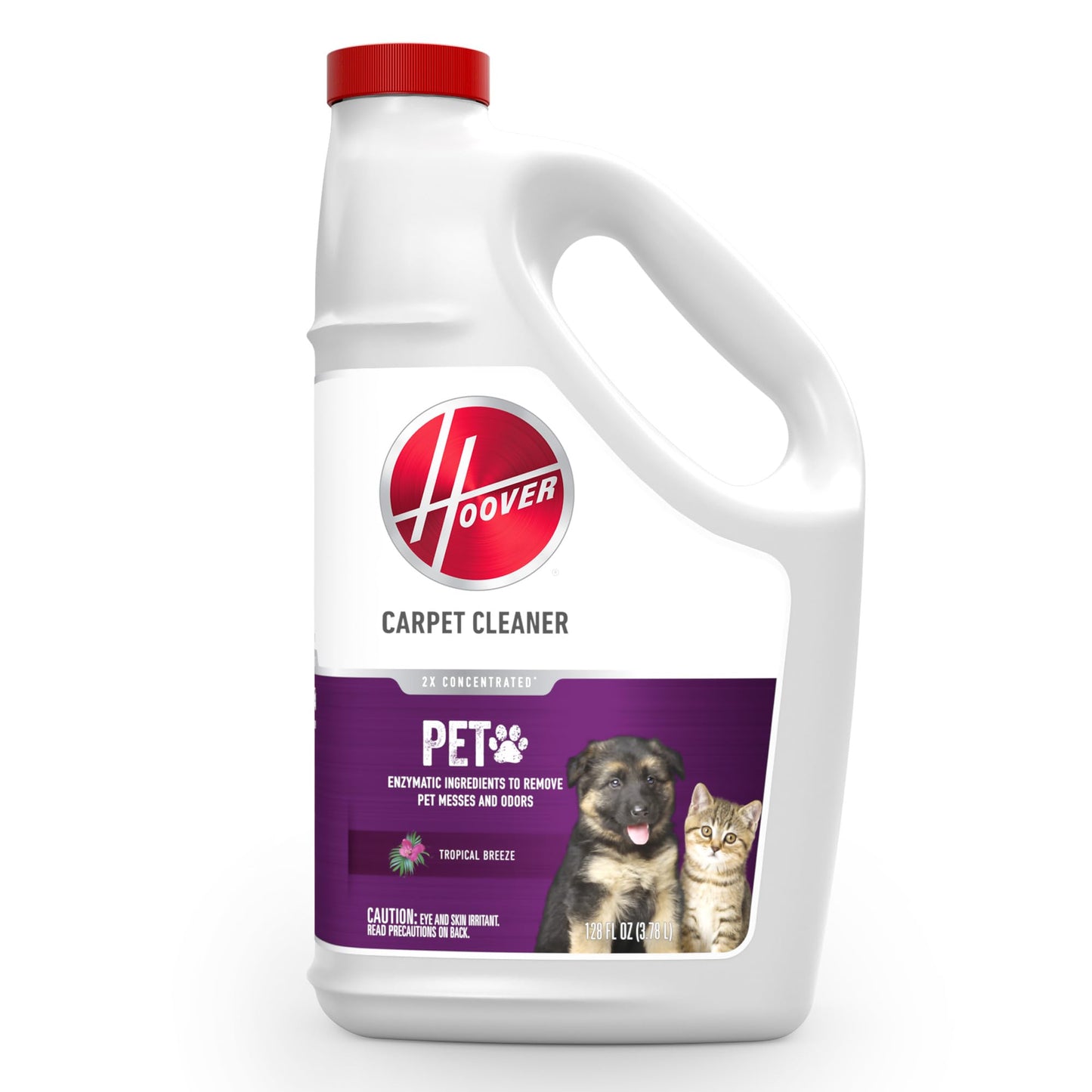 Hoover Pet Carpet Cleaner Solution, 128 oz., Tropical Breeze Scent, Deep Cleaning Shampoo Solution, Eliminates Urine Stains and Odors, Pair Carpet