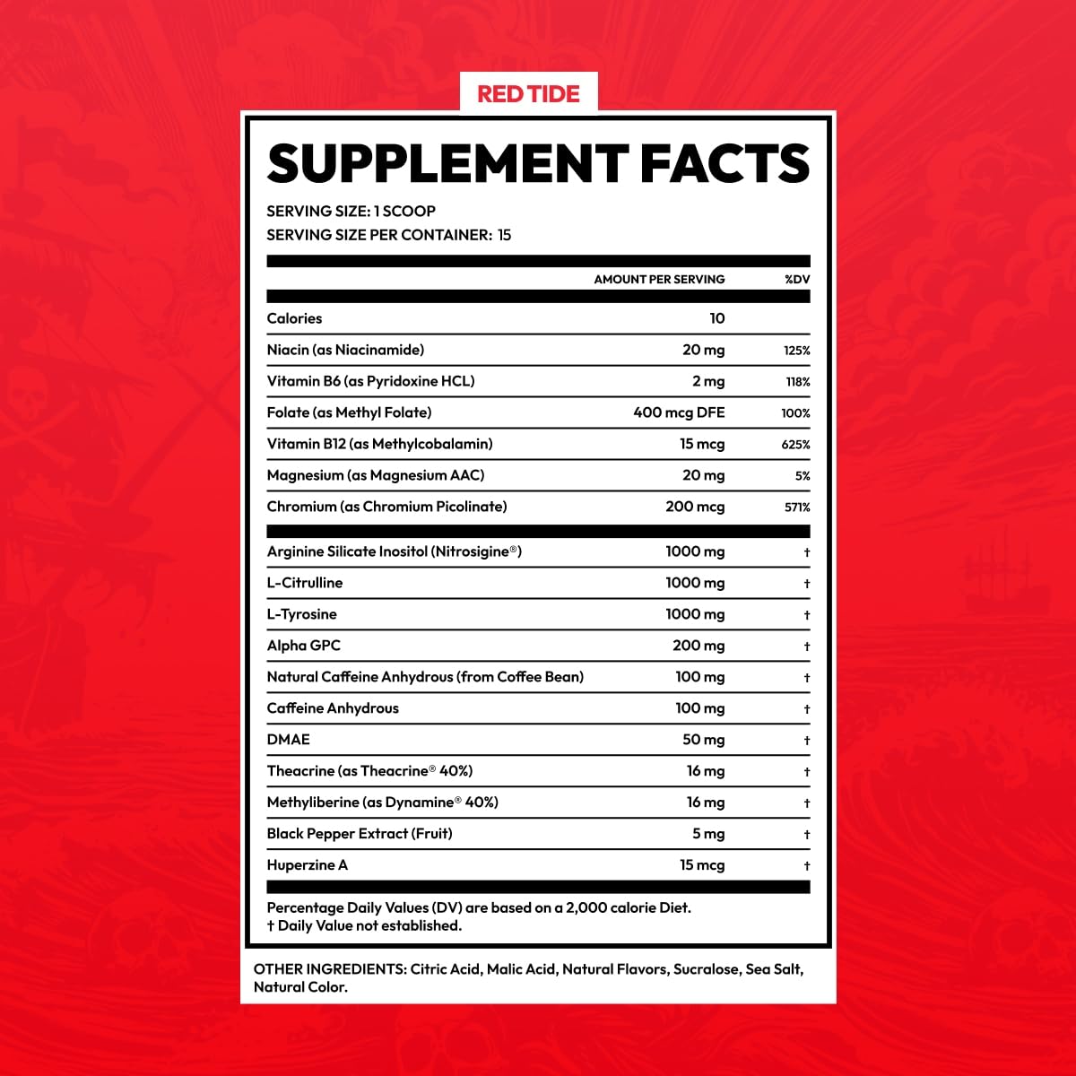 BLK FLG REVENGE Energy Powder Stick Packs - Red Tide (Tiger's Blood) | Sugar Free Focus Supplement with Caffeine & Nootropics | Clean Energy Drink