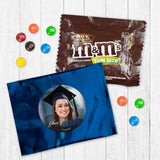 24ct Custom Blue Graduation Photo Fun Size Candy Bags With Chocolate Minis