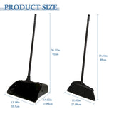 Primero Basics Broom and Dustpan Set with Long Handle and Wheels, Upright Standing Heavy Duty Large Dust Pan and Broom Combo for Indoor Outdoor