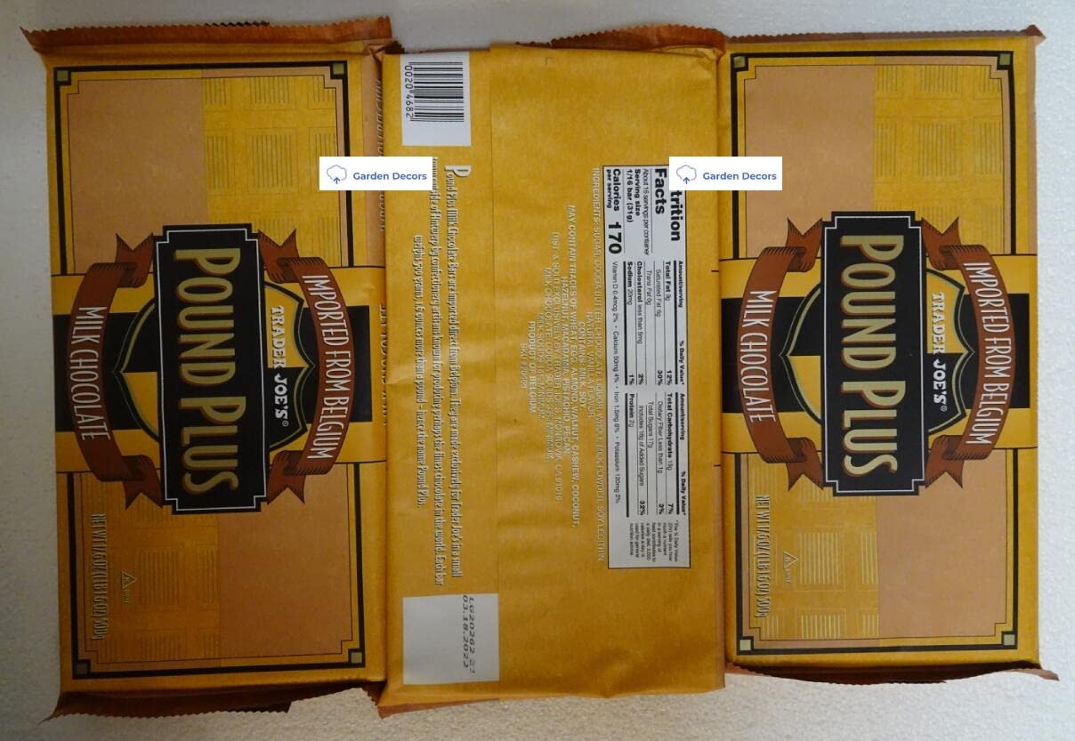 Trader Joe’s Pound Plus Milk Chocolate Bar 17.6oz 500g (Three Bags)