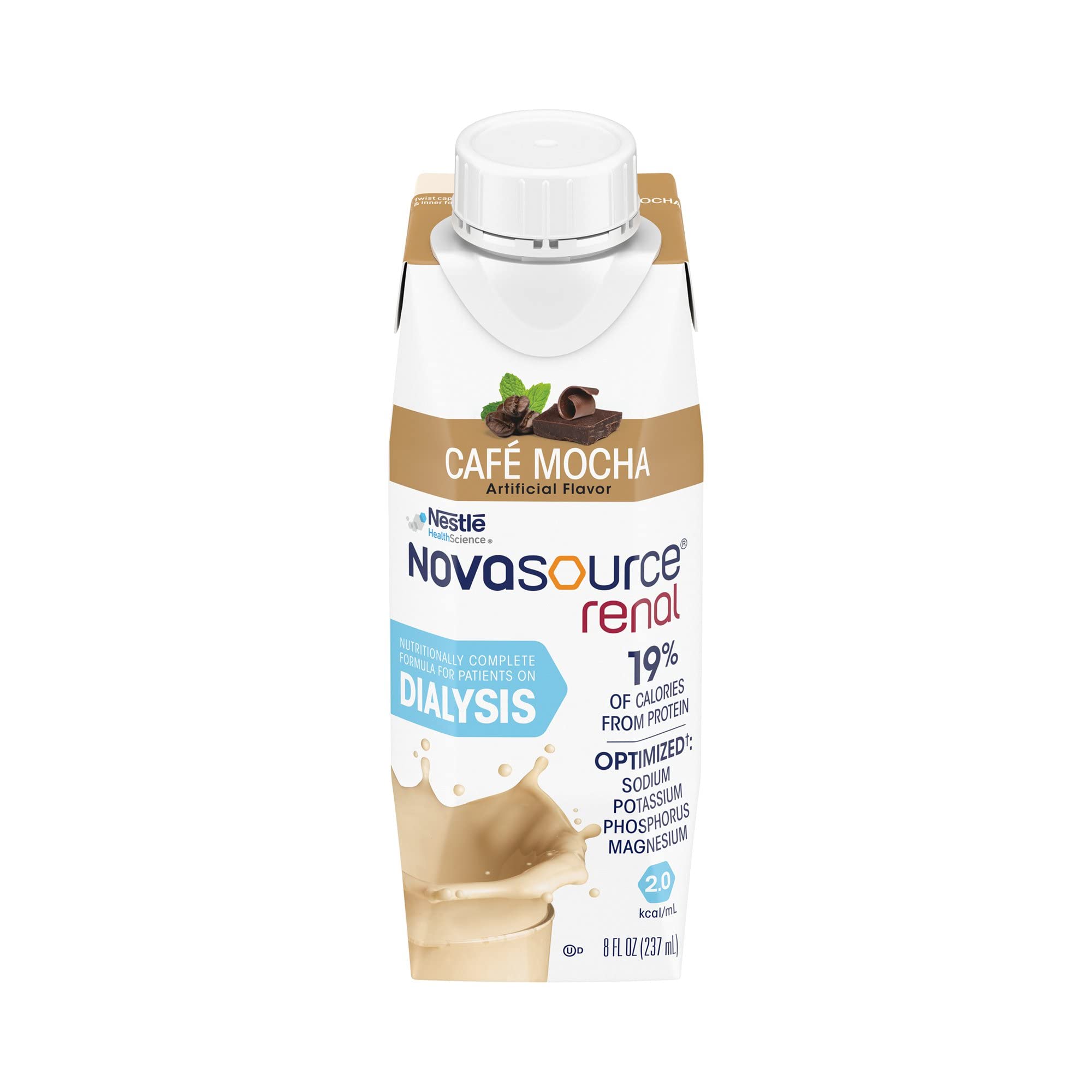 Nestle Novasource Renal Nutritionally Complete Formula Café Mocha Flavor 8 oz Carton 24 Ct