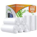4 Gallon Trash Bags Small Bathroom Garbage Bags Bulk Clear Plastic Wastebasket Trash Can Liners for Home and Office Bins (800 BAGS)