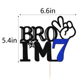 Bro I'm 7 Cake Topper- 7th Birthday Cake Picks, Officially Teenager Cake Topper, Boy 7th Birthday Cake Decorations - 7 Years Old - Big Brother 7th