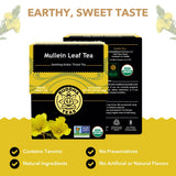 Buddha Teas - Mullein Leaf - Organic Herbal Tea - Single Ingredient - Warm Amber Hue - Mild, Earthy, Sweet Taste - Enjoy Hot or Cold - Caffeine Free