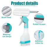 DONGKER 4 in 1 Window Cleaning Kit,Multifunction Window Cleaner Tool with Spray Bottle Squeegee & Microfiber Washer Head for Indoor Outdoor Glass