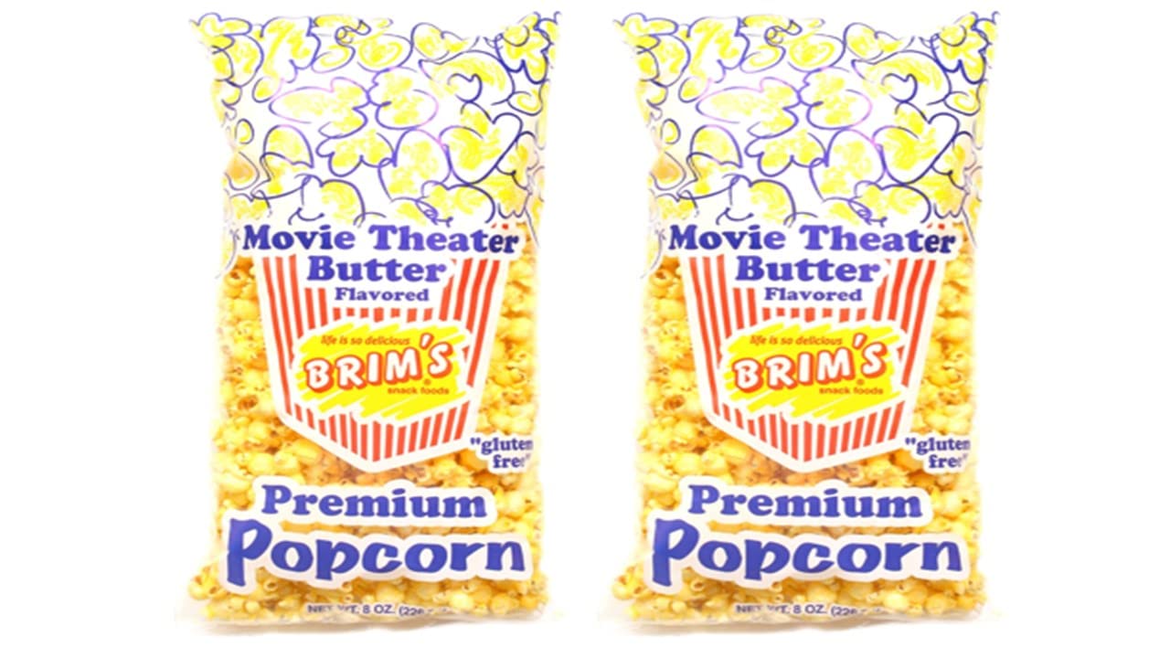 Brim's Butter-Flavored Movie Theater Premium Popcorn, Gluten Free 8 oz. Bags (TOTAL- 2) Bags, 8.0 ounces, 4.0 Ounce