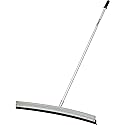 Unger Professional AquaDozer Max Kit, 36” Smooth Surface Curved Floor Squeegee and 48” Dual End Pole, Rubber Blade Scrubber and Broom for Concrete