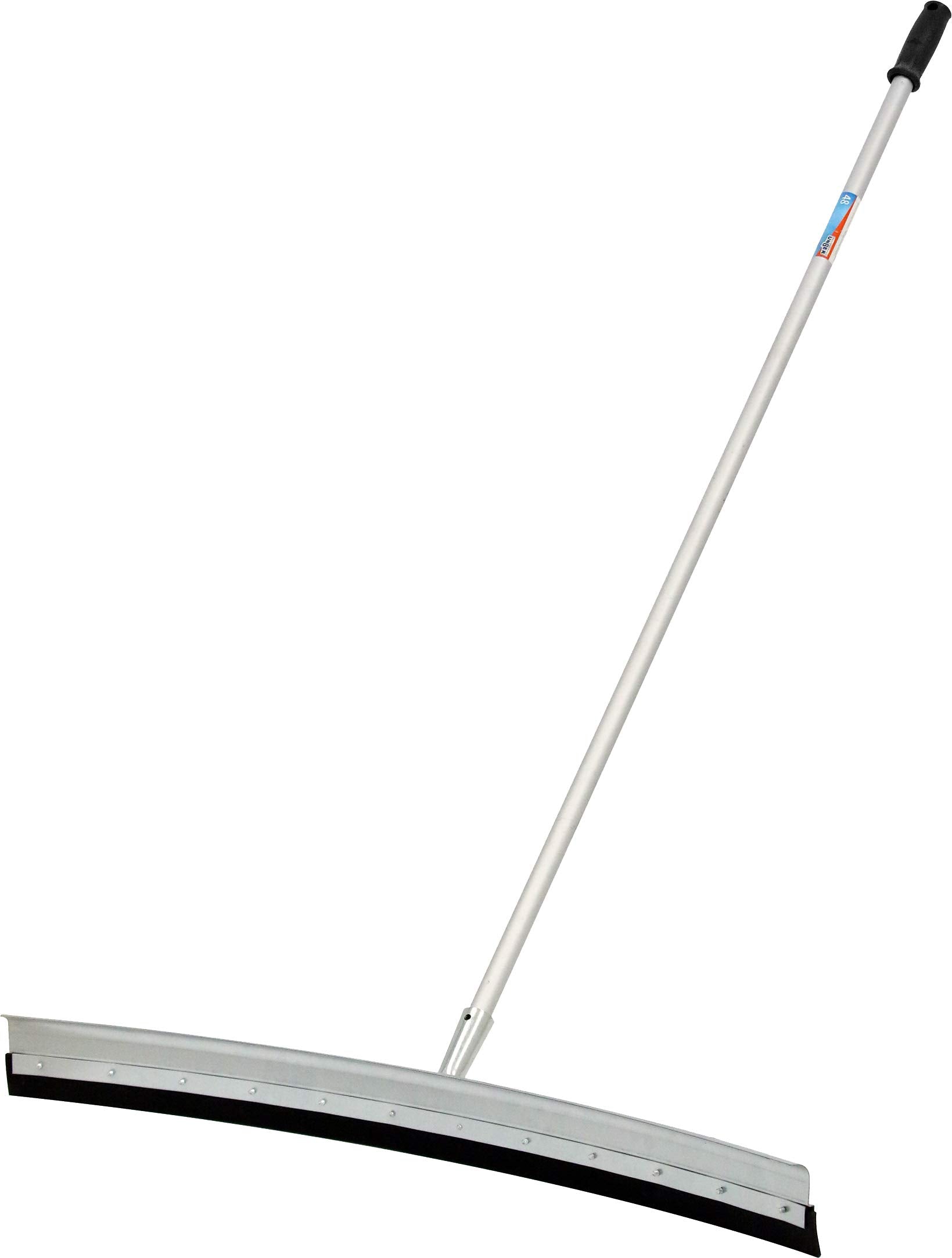 Unger Professional AquaDozer Max Kit, 36” Smooth Surface Curved Floor Squeegee and 48” Dual End Pole, Rubber Blade Scrubber and Broom for Concrete