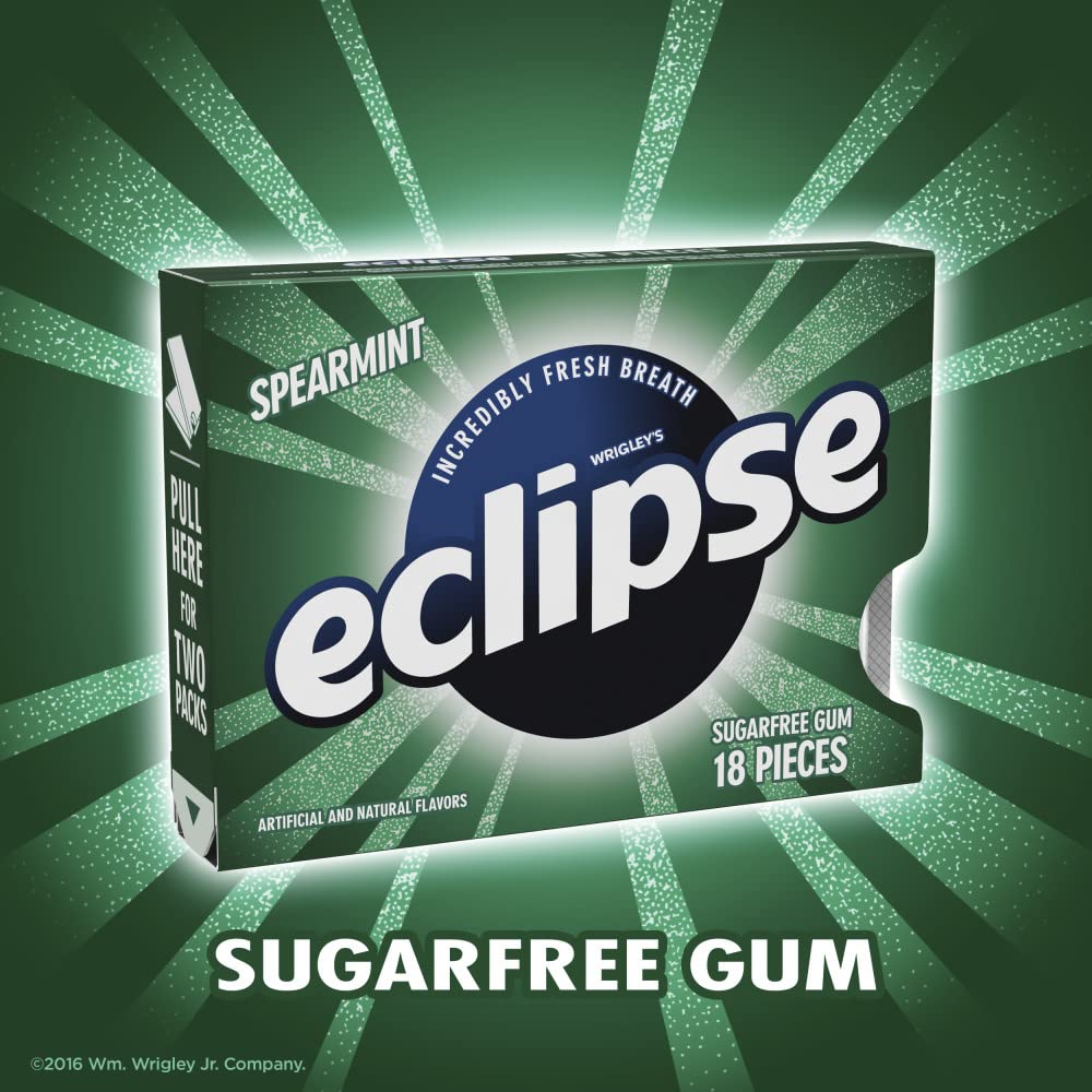 Eclipse Spearmint, Sugar-free Gum: 16 Pack of 18 Pieces