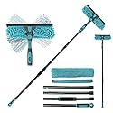 AIDELY 62" Window Squeegee, 2 in 1 Window Cleaning Tool with Telescopic Pole, Rotatable and Bendable Head for High Windows Indoor Outdoor, Includes 2