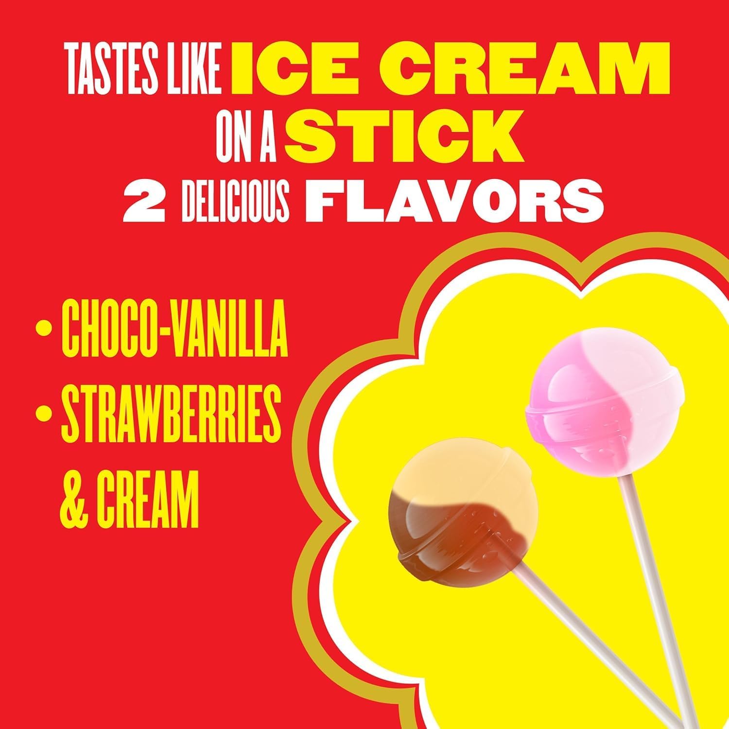 Chupa Chups Cremosa Lollipop Assortment, 2 Ice Cream Flavors, Individually Wrapped Candy for Kids, 10.5 Oz Bag (25 Suckers)
