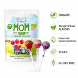 UNIQBITE Organic Lollipops, Vegan Gluten Free Pops with Strawberry Blueberry Watermelon Fruit Flavors, Natural Dye Free Suckers, Individually Wrapped