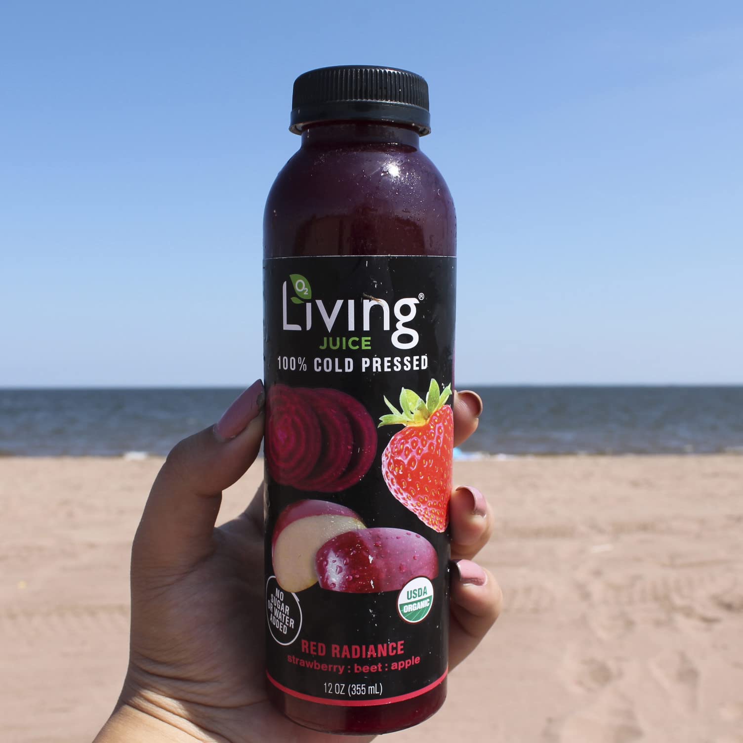 O2 Living Juice Cold Pressed Drink - Red Radiance Organic Juice Pack - No Added Sugar or Water, Naturally Sweetened from Fruits, Rich in Nutrients