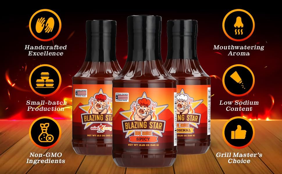 Blazing Star Asian Bang Sauce - Sweet and Spicy Asian BBQ Sauce and Marinade - Perfect Stir Fry Sauce, Dipping Sauce, or Glaze - Veteran Owned (20 oz)