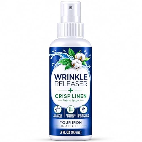 Wrinkle Releaser + Crisp Linen Fabric Spray, Removes Wrinkles, Refreshes Fabrics, 3 Fl Oz