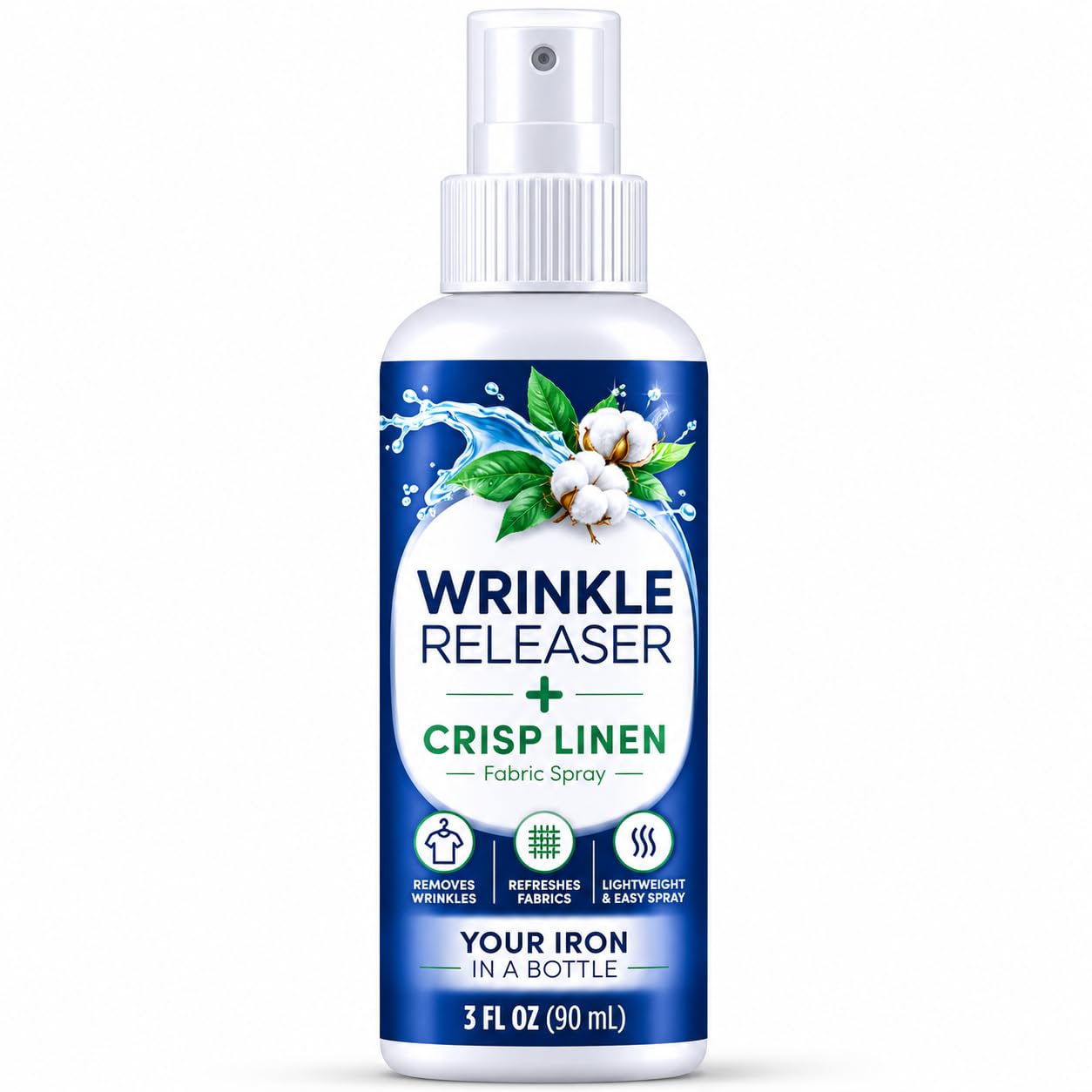Wrinkle Releaser + Crisp Linen Fabric Spray, Removes Wrinkles, Refreshes Fabrics, 3 Fl Oz