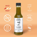 Seed Ranch Thai Green Hot Sauce, 3 Pack - Mild Heat - Lemongrass, Green Chilies, Cilantro & Basil, Organic Gourmet Hot Sauce - Vegan, Non-GMO