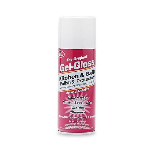 Gel-Gloss Kitchen & Bath Polish Aerosol | Carnauba Cleaner Wax Formulation | Removes Water Spots, Light Scratches & Stains | Restores Color & Shine |