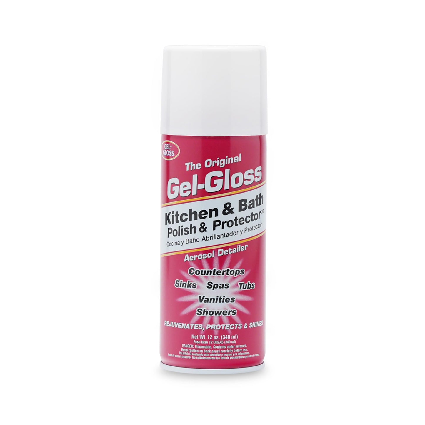 Gel-Gloss Kitchen & Bath Polish Aerosol | Carnauba Cleaner Wax Formulation | Removes Water Spots, Light Scratches & Stains | Restores Color & Shine |
