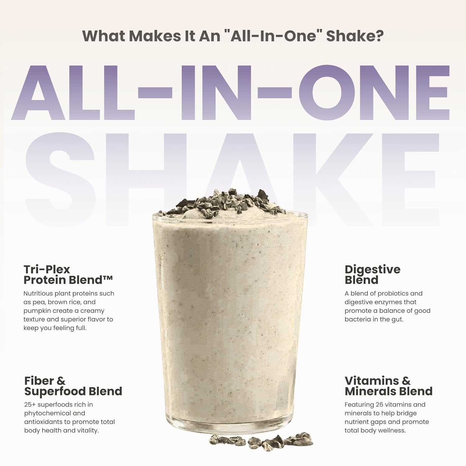 310 Nutrition All-In-One Meal Replacement Shake Powder - Plant-Based Protein Smoothie Blend w/High Fiber, Probiotics & Adaptogens - Low Carb, Vegan