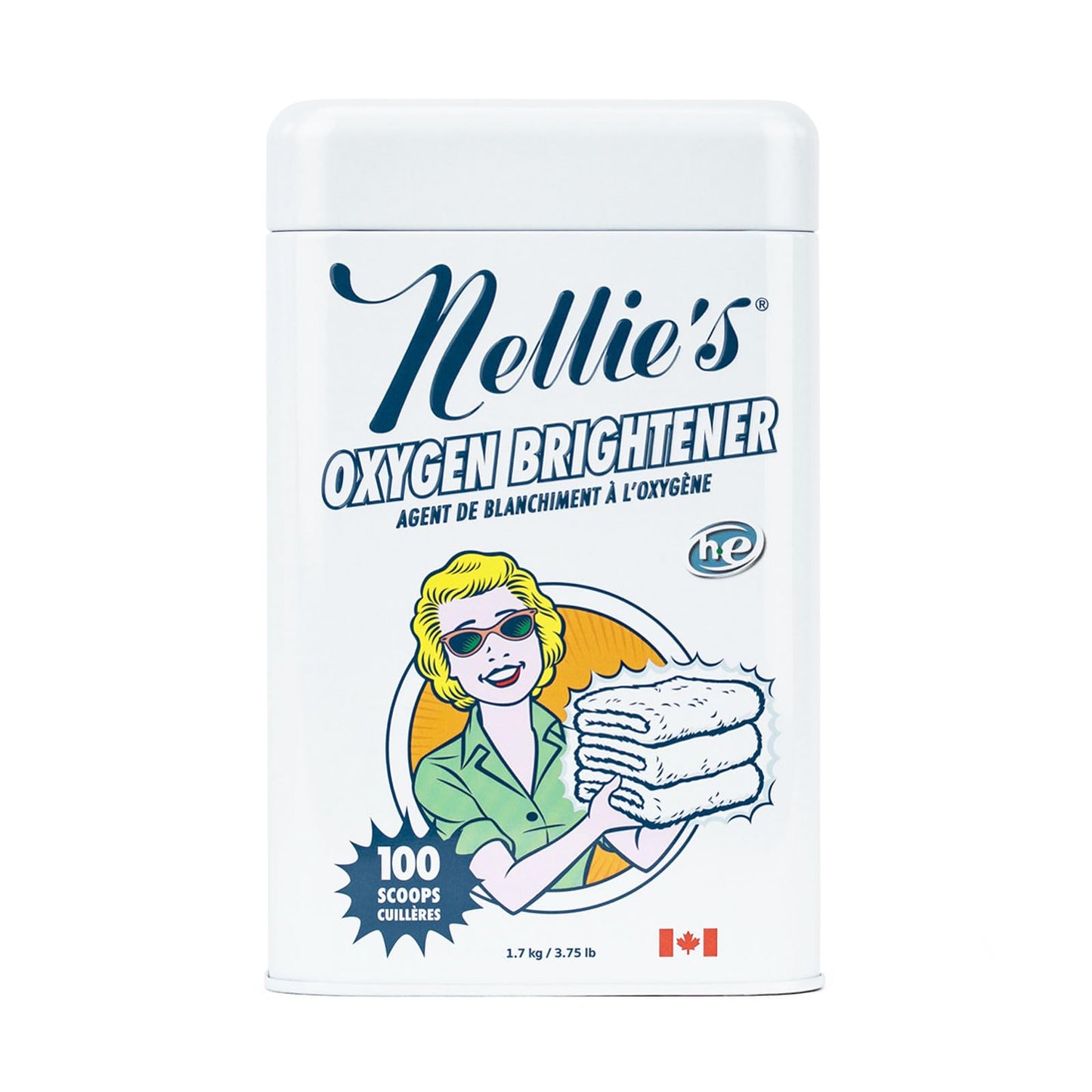 Nellie's Oxygen Brightener - 100 Scoops - Planet Friendly Stain Remover - Safe Alternative to Bleach - Septic-Safe Formula - Compact Powder Form