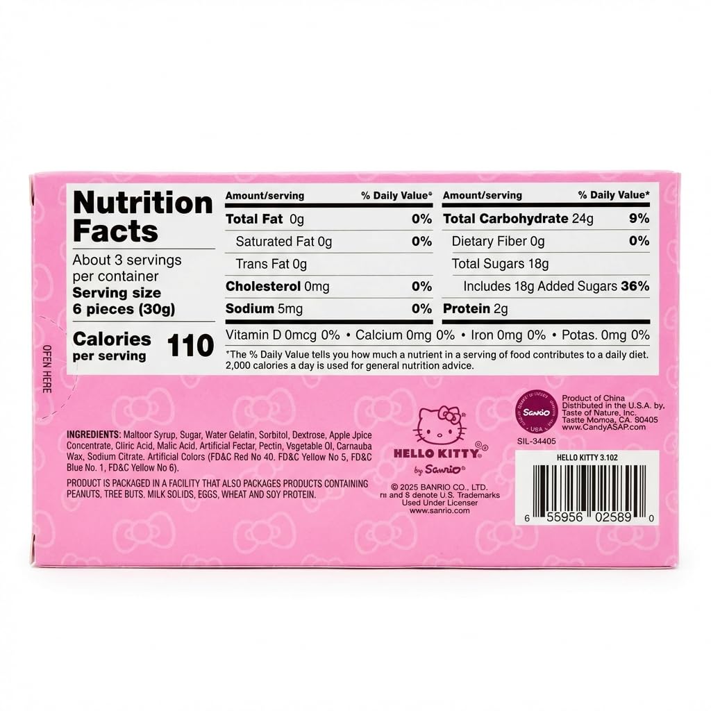 Hello Kitty Fruit Gummies - 3 Individual Packs (3.1oz Each) Assorted Flavors Fun Shape Snacks