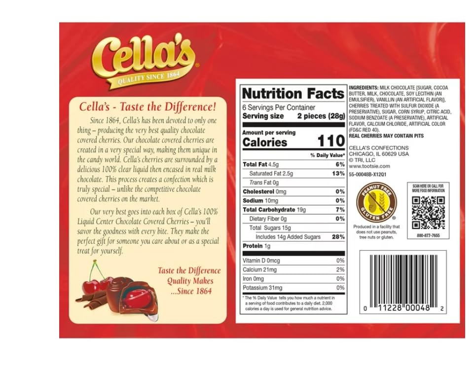 HOLIDAY GIFT | Cellas Chocolate Covered Cherries Milk Chocolate - 12 Ounce Christmas Chocolate, Chocolate Covered Cherry, Individually Wrapped