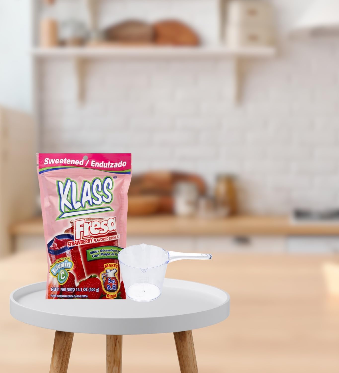 Klass Aguas Frescas - 2x Klass Bev Mix Strawberry, 14.1 OZ Bundle with Measuring Cup - Refreshing Strawberry-Flavored Drink Mix for Easy Preparation