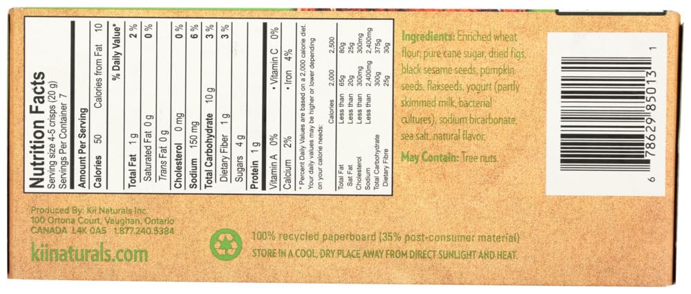 Kii Naturals Fig & Black Sesame Artisan Crisps 5 oz each (3 Items Per Order)