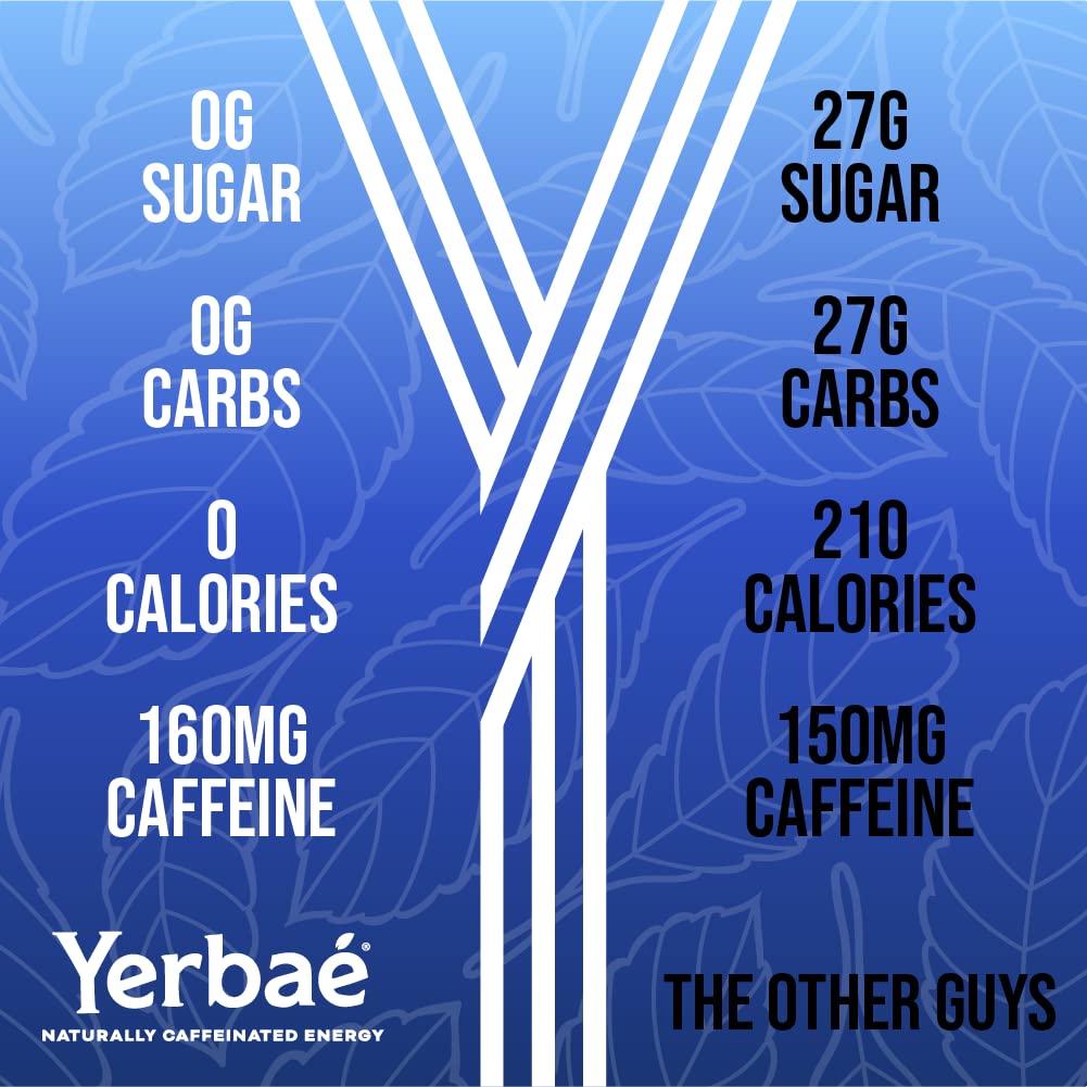 Yerbaé Energy Seltzer - Acai Blueberry, No Sugar/Calories/Carbs. Energized by Yerba Mate, Naturally Caffeinated, Plant-Based, Healthy Alternative