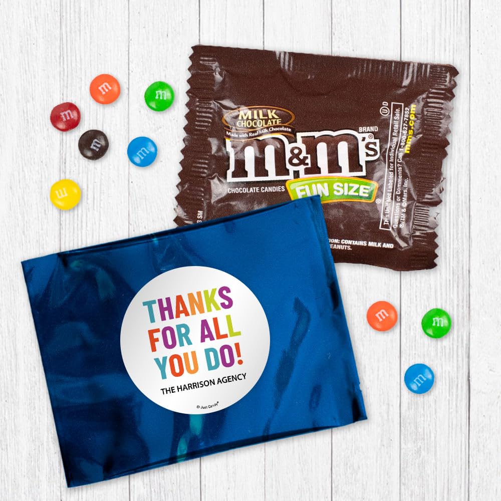 24Pk Thanks For All You Do Custom Candy Bags With Chocolate Minis - Blue