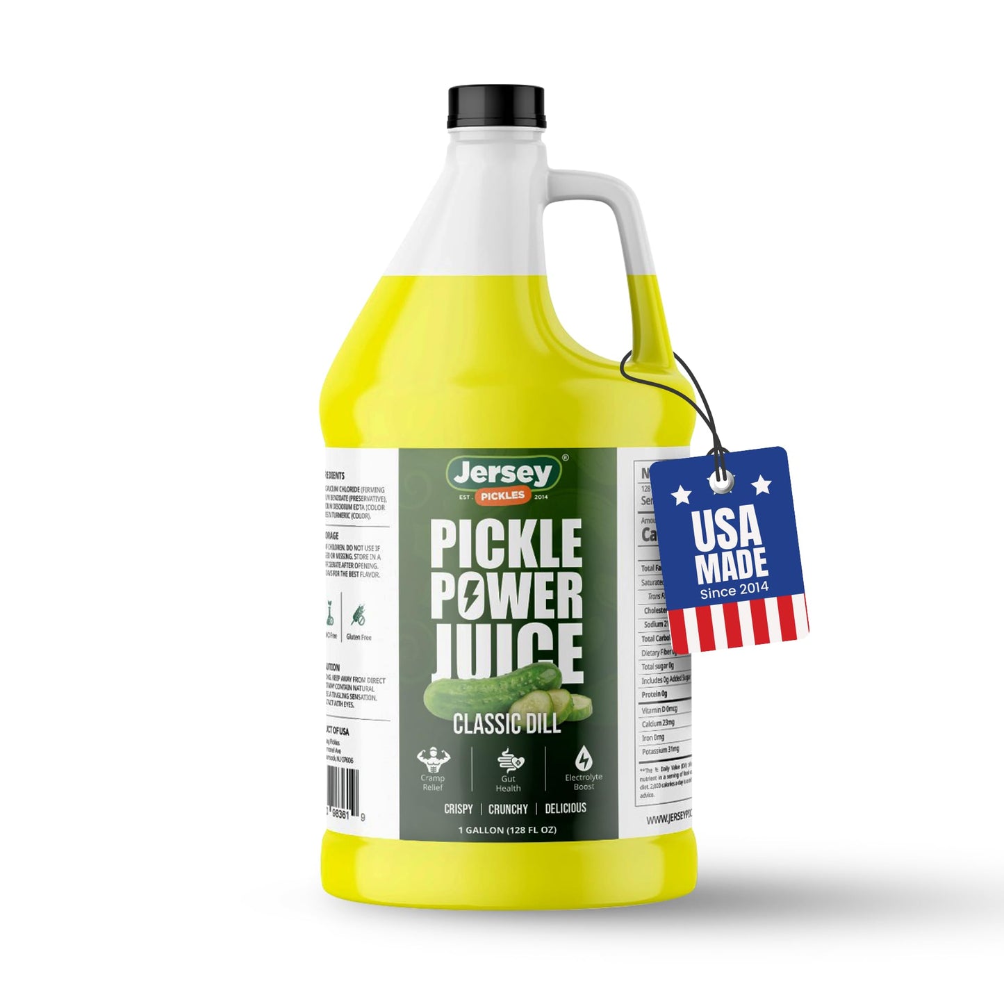 Jersey Pickles - Pickle Power Juice Classic Dill | Pickle Juice with Electrolytes for Hydration | Vegan, Gluten Free (1 Gallon, Classic Dill)