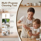 MI BRUSHAX Bottle Brush Cleaner,Long Beech Wood Handle Non-Scratch,L-Shape for Cleaning Coffee Cups,Mason,Thermos,Glass Bottle,Beer Bottles,Wine