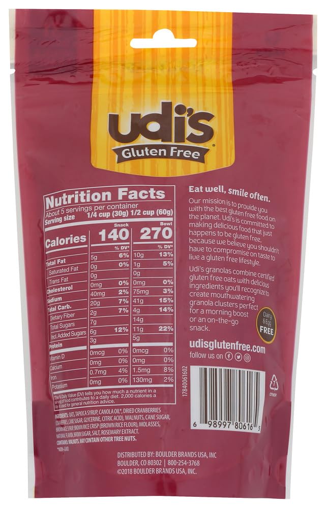 Udi's Sweet & Fruity Cranberry Granola 12 OZ (Pack of 18)