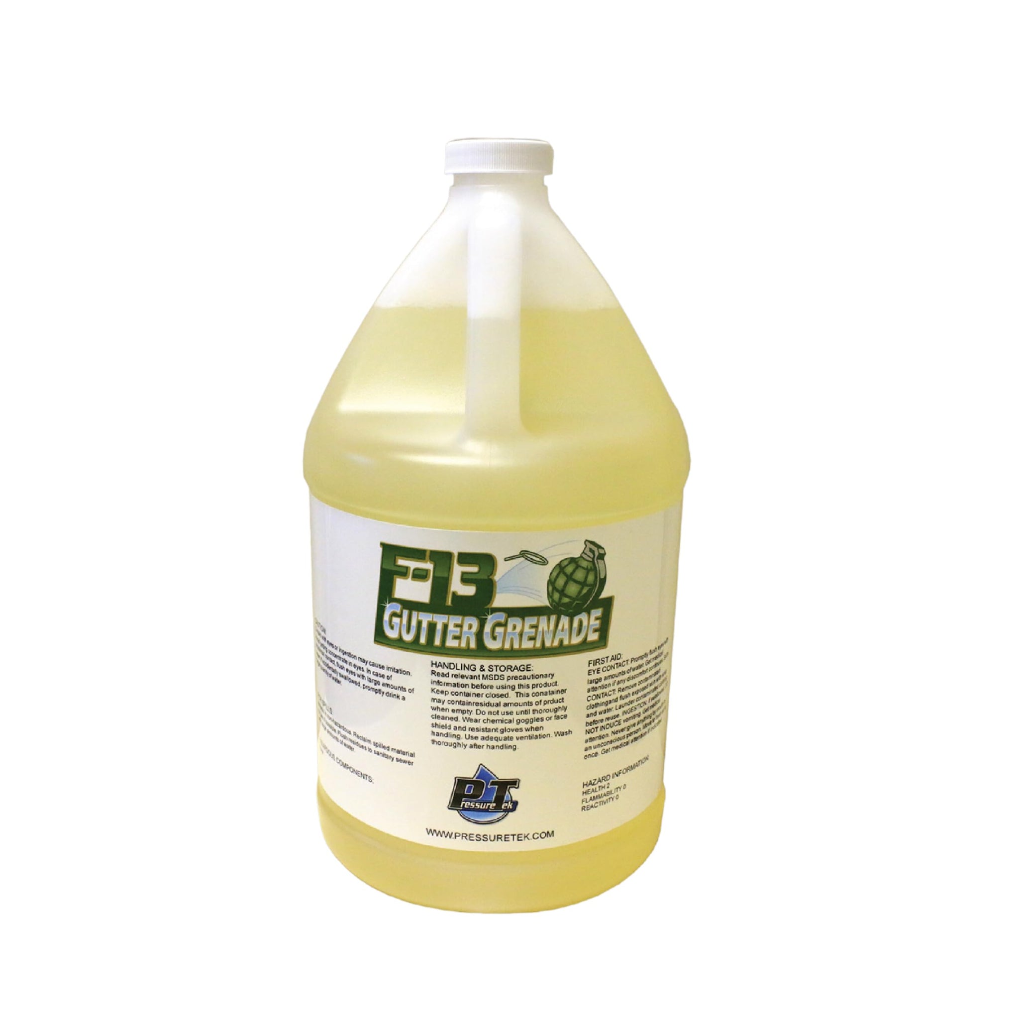 PressureTek F-13 Gutter Grenade: Black Streak Remover, Oxidation, Tiger Stripes, Soffit, Fascia, Aluminum Gutter Cleaner, 64oz, 1/2 gallon (1)