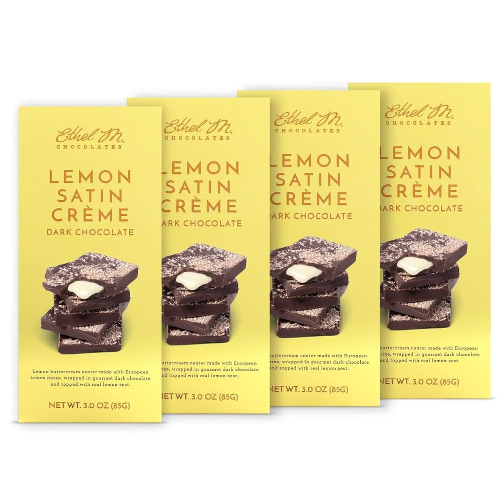 Ethel M Chocolates Dark Lemon Satin Bar, 4-Pack (85g each)