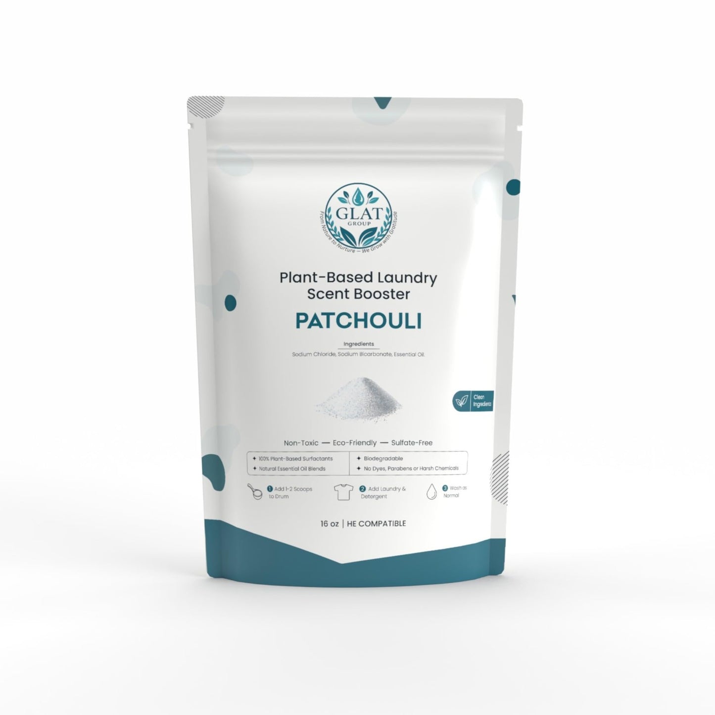 GLAT Group Plant-Based Laundry Scent Booster (Powder) - Patchouli | Fast-Dissolving, No Residue | Long-Lasting Earthy Pachouli Scent | Eco-Friendly