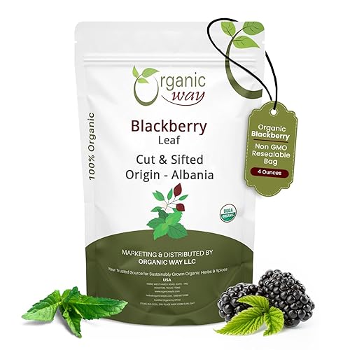 Organic Way Blackberry Leaf (Rubus fruticosus) Cut & Sifted - Herbal Tea | European Wild-Harvest | Organic & Kosher Certified | Non GMO & Gluten Free